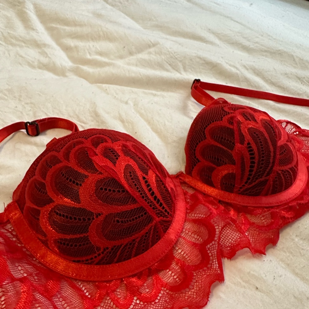 Sexy red and black Lacey bra! Size 32B.